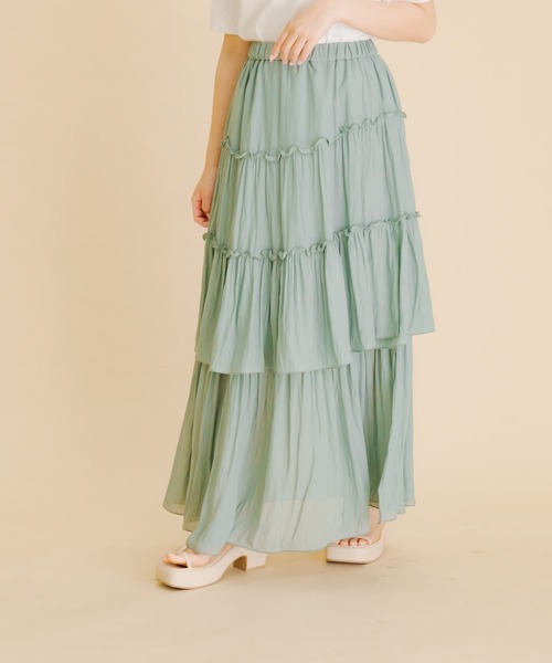 HEYUMM(ヘユム)の「ランダムティアードロングスカート(スカート・レディース・オフホワイト/カーキ/ブラック・SMALL/MEDIUM)」の13枚目の写真