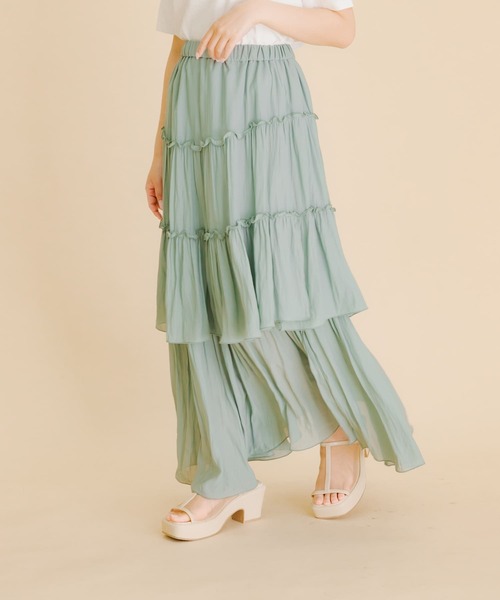 HEYUMM(ヘユム)の「ランダムティアードロングスカート(スカート・レディース・オフホワイト/カーキ/ブラック・SMALL/MEDIUM)」の14枚目の写真