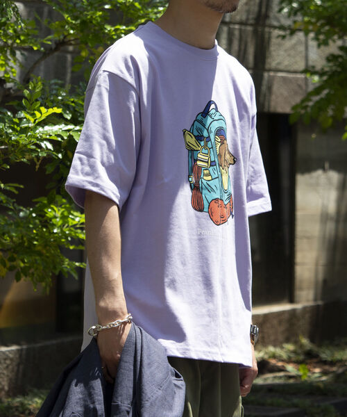 Franklin Climbing（フランクリンクライミング）の「【Franklin Climbing】バックパック&ドッググラフィックテックTシャツ（Tシャツ/カットソー・メンズ・ライトパープル/オフホワイト/チャコールグレー・M/L）」の12枚目の写真