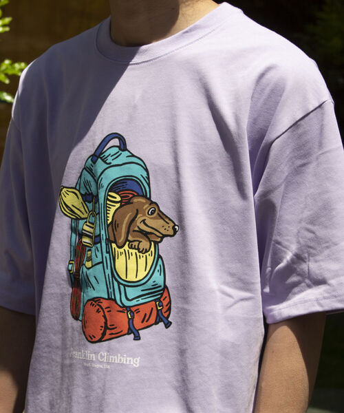 Franklin Climbing（フランクリンクライミング）の「【Franklin Climbing】バックパック&ドッググラフィックテックTシャツ（Tシャツ/カットソー・メンズ・ライトパープル/オフホワイト/チャコールグレー・M/L）」の16枚目の写真