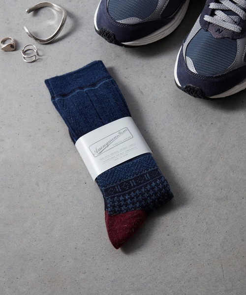 ANONYMOUSISM（アノニマスイズム）の「AnonymousIsm　ハウンドトゥースJQクルー（ソックス/靴下・メンズ・グレー/チャコール/ネイビー/ベージュ・25cm～27cm）」の4枚目の写真