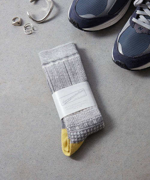 ANONYMOUSISM（アノニマスイズム）の「AnonymousIsm　ハウンドトゥースJQクルー（ソックス/靴下・メンズ・グレー/チャコール/ネイビー/ベージュ・25cm～27cm）」の2枚目の写真
