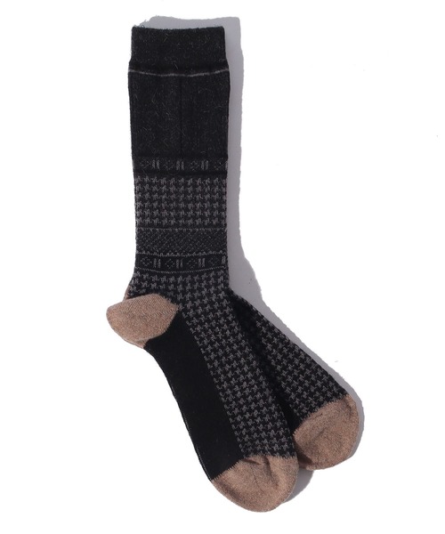 ANONYMOUSISM（アノニマスイズム）の「AnonymousIsm　ハウンドトゥースJQクルー（ソックス/靴下・メンズ・グレー/チャコール/ネイビー/ベージュ・25cm～27cm）」の7枚目の写真