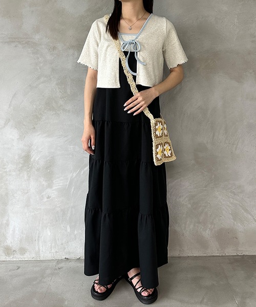 kutir（クティール）の「配色リボンキャミカーデ（カーディガン/ボレロ・レディース・杢グレー/アイボリー/ブラック・FREE）」の11枚目の写真