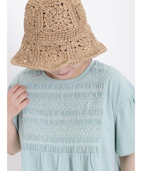 Samansa Mos2（サマンサ モスモス）の「スモッキング刺繍Tシャツ（Tシャツ/カットソー・レディース・ブラック/オフホワイト/ミント/モカ・F）」の4枚目の写真