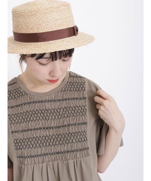 Samansa Mos2（サマンサ モスモス）の「スモッキング刺繍Tシャツ（Tシャツ/カットソー・レディース・ブラック/オフホワイト/ミント/モカ・F）」の7枚目の写真