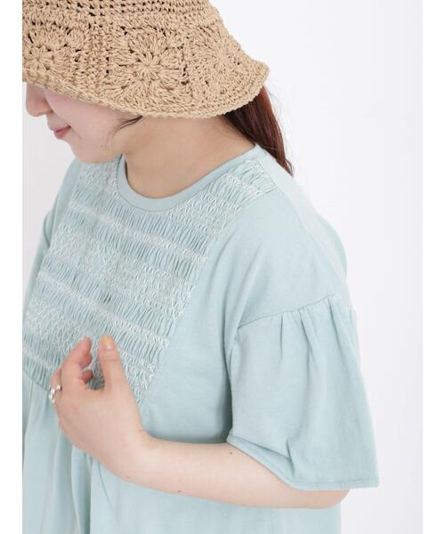 Samansa Mos2（サマンサ モスモス）の「スモッキング刺繍Tシャツ（Tシャツ/カットソー・レディース・ブラック/オフホワイト/ミント/モカ・F）」の12枚目の写真