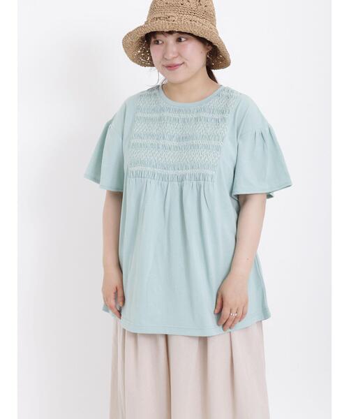 Samansa Mos2（サマンサ モスモス）の「スモッキング刺繍Tシャツ（Tシャツ/カットソー・レディース・ブラック/オフホワイト/ミント/モカ・F）」の13枚目の写真