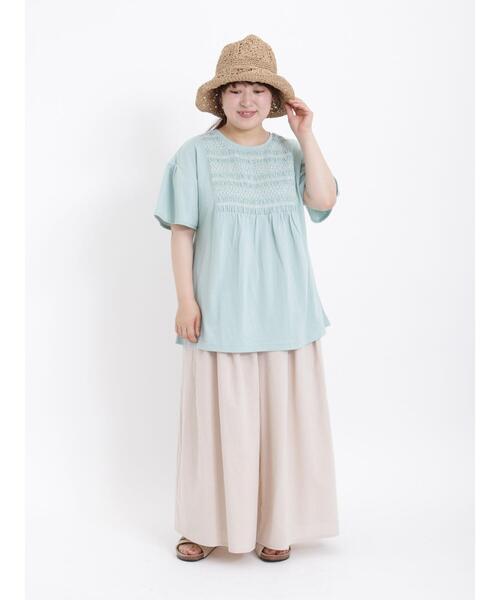 Samansa Mos2（サマンサ モスモス）の「スモッキング刺繍Tシャツ（Tシャツ/カットソー・レディース・ブラック/オフホワイト/ミント/モカ・F）」の14枚目の写真