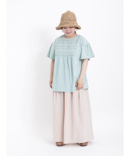 Samansa Mos2（サマンサ モスモス）の「スモッキング刺繍Tシャツ（Tシャツ/カットソー・レディース・ブラック/オフホワイト/ミント/モカ・F）」の15枚目の写真