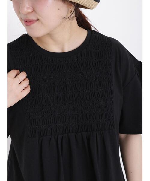 Samansa Mos2（サマンサ モスモス）の「スモッキング刺繍Tシャツ（Tシャツ/カットソー・レディース・ブラック/オフホワイト/ミント/モカ・F）」の16枚目の写真