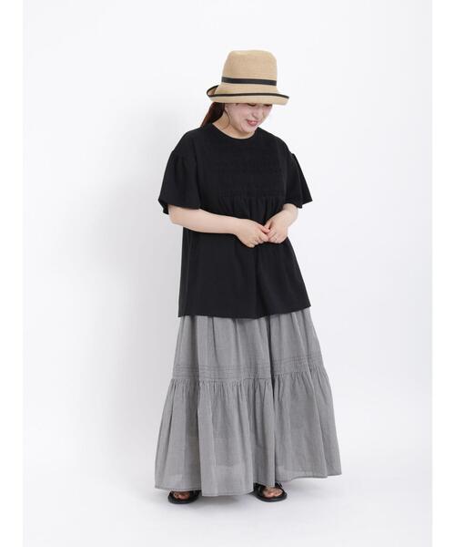 Samansa Mos2（サマンサ モスモス）の「スモッキング刺繍Tシャツ（Tシャツ/カットソー・レディース・ブラック/オフホワイト/ミント/モカ・F）」の19枚目の写真