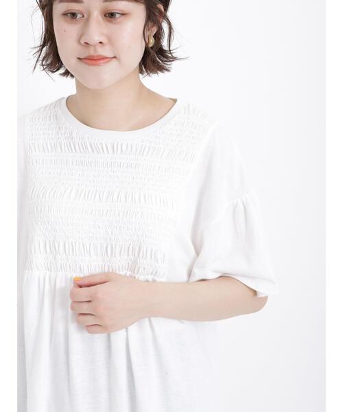 Samansa Mos2（サマンサ モスモス）の「スモッキング刺繍Tシャツ（Tシャツ/カットソー・レディース・ブラック/オフホワイト/ミント/モカ・F）」の21枚目の写真