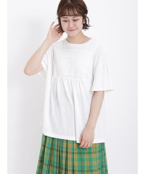 Samansa Mos2（サマンサ モスモス）の「スモッキング刺繍Tシャツ（Tシャツ/カットソー・レディース・ブラック/オフホワイト/ミント/モカ・F）」の22枚目の写真