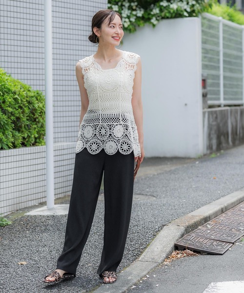 coca(coca)(コカ)の「ふくれジャカードイージーパンツ(その他パンツ・レディース・ブラック/ベージュ/ピンク/カーキ・M/L)」の11枚目の写真