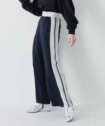 【手洗い可能】【接触冷感】ピンストワイドパンツ