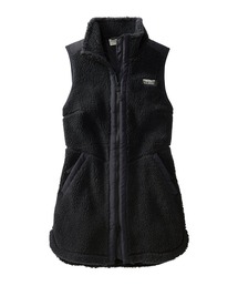 ブラックロングベスト ロングジレ」に該当するレディースのベスト（ブラック/黒色系