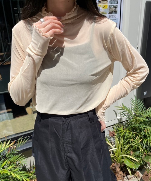 nemne store(ネンネストア)の「【低身長サイズあり】アソート柄シアー指あきロンT(Tシャツ/カットソー・レディース・アイボリー/ブラック系/ブルー/アイボリー系/グリーン/グレー・SMALL/MEDIUM)」の7枚目の写真
