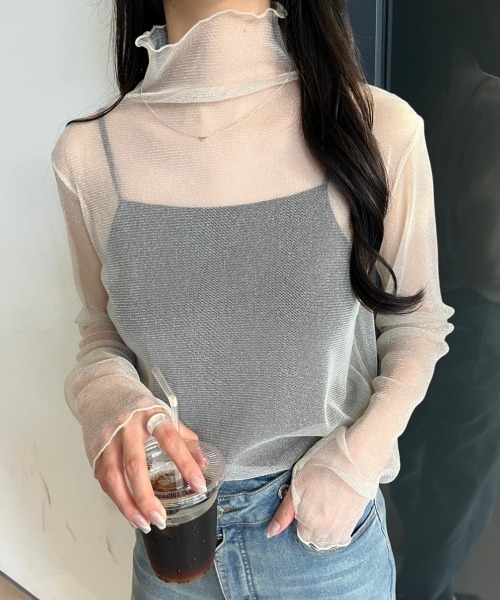 nemne store(ネンネストア)の「【低身長サイズあり】アソート柄シアー指あきロンT(Tシャツ/カットソー・レディース・アイボリー/ブラック系/ブルー/アイボリー系/グリーン/グレー・SMALL/MEDIUM)」の12枚目の写真