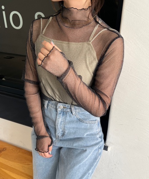 nemne store(ネンネストア)の「【低身長サイズあり】アソート柄シアー指あきロンT(Tシャツ/カットソー・レディース・アイボリー/ブラック系/ブルー/アイボリー系/グリーン/グレー・SMALL/MEDIUM)」の21枚目の写真
