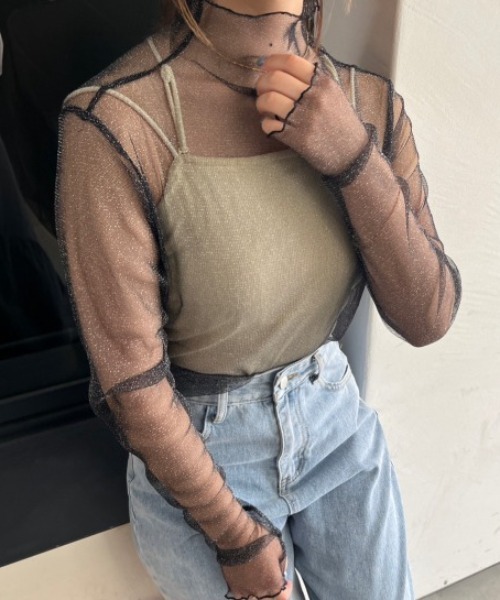 nemne store(ネンネストア)の「【低身長サイズあり】アソート柄シアー指あきロンT(Tシャツ/カットソー・レディース・アイボリー/ブラック系/ブルー/アイボリー系/グリーン/グレー・SMALL/MEDIUM)」の18枚目の写真