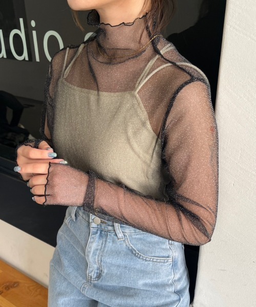 nemne store(ネンネストア)の「【低身長サイズあり】アソート柄シアー指あきロンT(Tシャツ/カットソー・レディース・アイボリー/ブラック系/ブルー/アイボリー系/グリーン/グレー・SMALL/MEDIUM)」の19枚目の写真