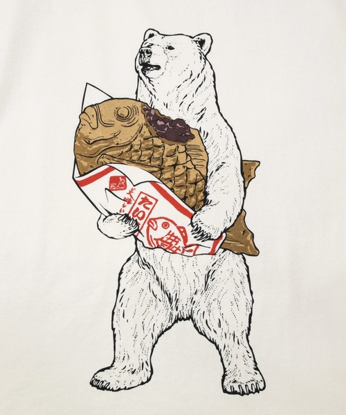 go slow caravan(ゴースローキャラバン)の「超ヘビーUSA/C たい焼きクマ ロングスリーブTEE(Tシャツ/カットソー・メンズ・ホワイト/ブラック・SMALL/X-LARGE/LARGE/MEDIUM)」の4枚目の写真