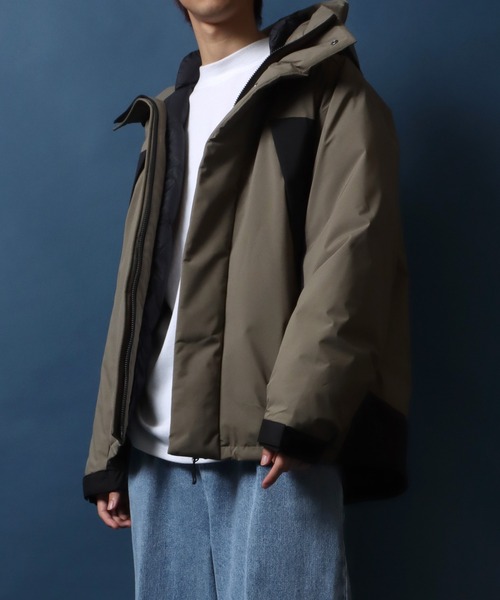 【セール】ALLWEATHER Color Switching Design Fiber Down Jacket/オールウェザー 切替 ファイバーダウンジャケット レディース メンズ 防風 撥水 防花粉 UVガード（ダウンジャケット/コート）｜ANPAS（アンパス）