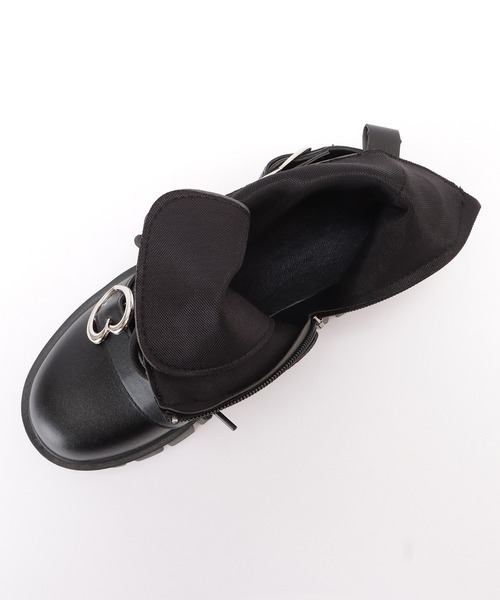 セール】レザー調スタッズ付きレースアップショートブーツ（ブーツ