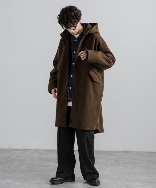Rocky Monroe(ロッキーモンロー)の「オーバーサイズウールテックメルトンモッズコート(モッズコート・メンズ・チャコール/オフホワイト/ブラウン/グレイッシュベージュ/ブラック・XL/L/M)」の21枚目の写真