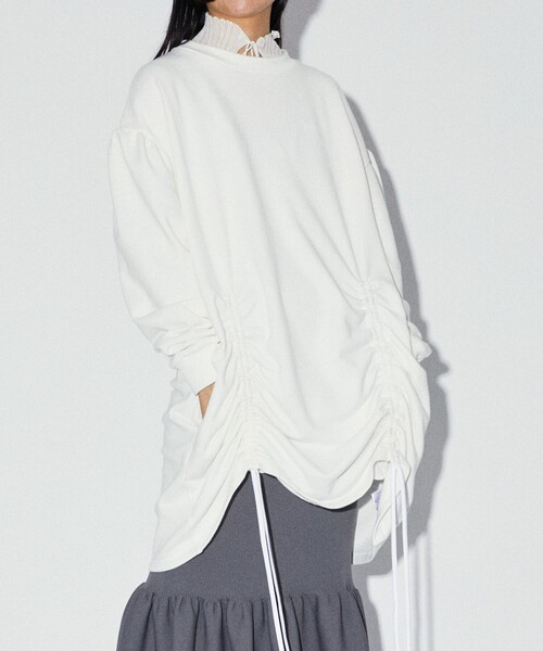 Firsthand(ファーストハンド)の「Firsthand/ファーストハンド オーガニックコットン裏毛ドロストシャーリングチュニック/オーガニックコットン裏毛ドロストシャーリングチュニック(チュニック・レディース・ホワイト/ブラック/グレー・フリ-)」の6枚目の写真