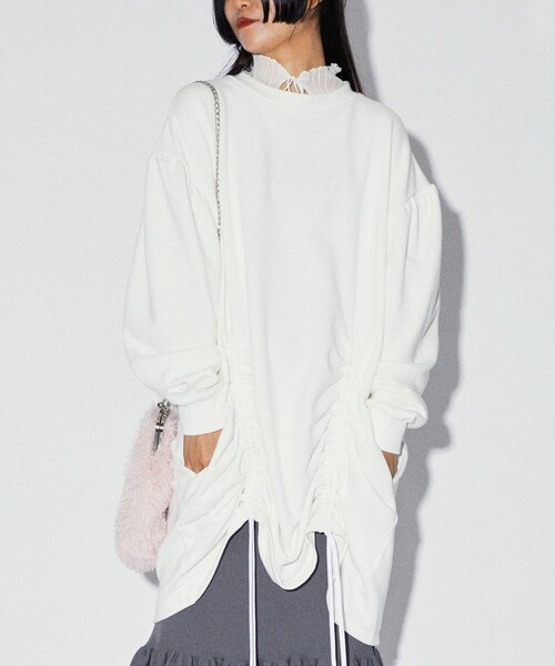 Firsthand(ファーストハンド)の「Firsthand/ファーストハンド オーガニックコットン裏毛ドロストシャーリングチュニック/オーガニックコットン裏毛ドロストシャーリングチュニック(チュニック・レディース・ホワイト/ブラック/グレー・フリ-)」の10枚目の写真