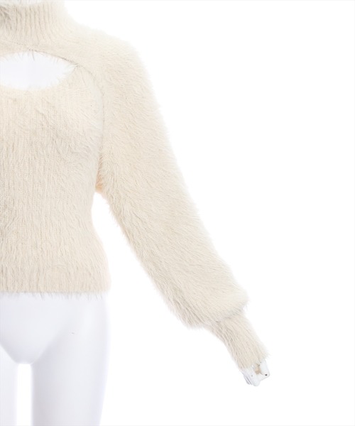 clear（クリア）の「レイヤードフェザーショートニットトップス（ニット/セーター・レディース・アイボリー/モカ/オフホワイト・F）」の11枚目の写真