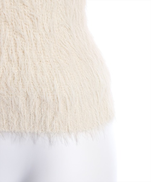 clear（クリア）の「レイヤードフェザーショートニットトップス（ニット/セーター・レディース・アイボリー/モカ/オフホワイト・F）」の12枚目の写真