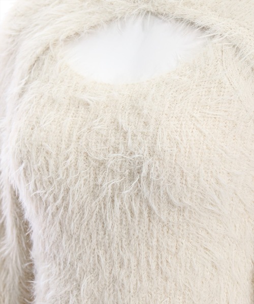 clear（クリア）の「レイヤードフェザーショートニットトップス（ニット/セーター・レディース・アイボリー/モカ/オフホワイト・F）」の10枚目の写真