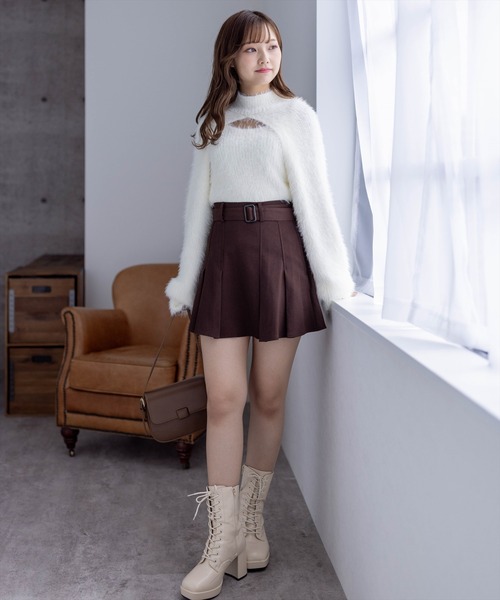 clear（クリア）の「レイヤードフェザーショートニットトップス（ニット/セーター・レディース・アイボリー/モカ/オフホワイト・F）」の15枚目の写真