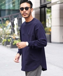 USAコットン胸ポケットクルーネックロンT 長袖Tシャツ