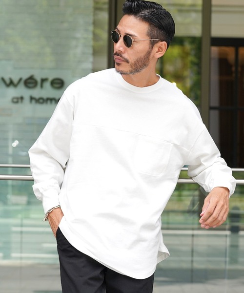 jiggys shop（ジギーズショップ）の「USAコットン胸ポケットクルーネックロンT 長袖Tシャツ（Tシャツ/カットソー・メンズ・ブラック/ホワイト/ネイビー/グレー/ベージュ・X-LARGE/MEDIUM/LARGE）」の2枚目の写真