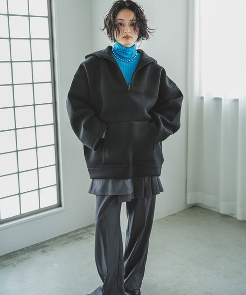 bohmal(ボマール)の「【男女兼用/ユニセックス】ボンディングハーフジップパーカー(スウェット・レディース・ホワイト/ブラック/グレー・FREE)」の5枚目の写真