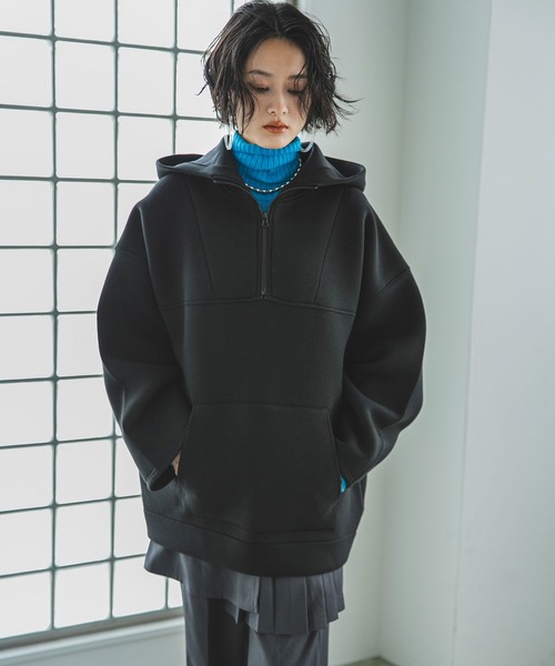 bohmal(ボマール)の「【男女兼用/ユニセックス】ボンディングハーフジップパーカー(スウェット・レディース・ホワイト/ブラック/グレー・FREE)」の6枚目の写真