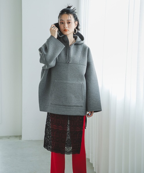 bohmal(ボマール)の「【男女兼用/ユニセックス】ボンディングハーフジップパーカー(スウェット・レディース・ホワイト/ブラック/グレー・FREE)」の15枚目の写真