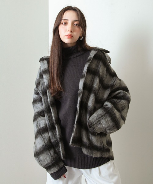 【セール】シャギー チェック オーバーサイズ ブルゾン（ブルゾン）｜Nilway（ニルウェイ）