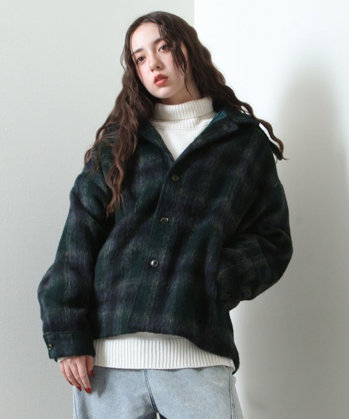 【セール】シャギー チェック オーバーサイズ ブルゾン（ブルゾン）｜Nilway（ニルウェイ）