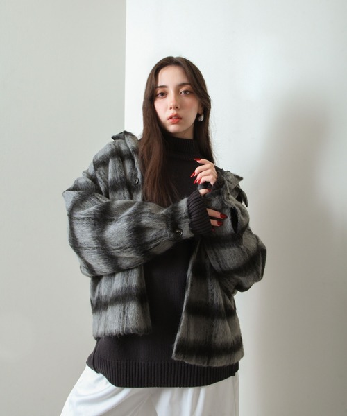 【セール】シャギー チェック オーバーサイズ ブルゾン（ブルゾン）｜Nilway（ニルウェイ）