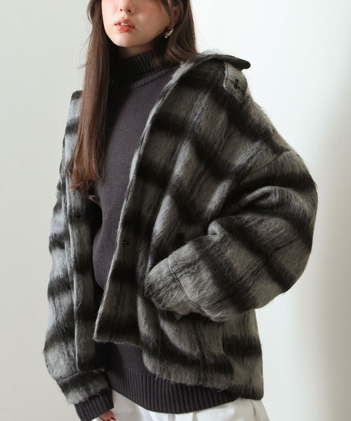 【セール】シャギー チェック オーバーサイズ ブルゾン（ブルゾン）｜Nilway（ニルウェイ）