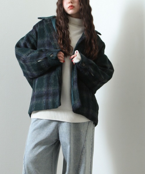 【セール】シャギー チェック オーバーサイズ ブルゾン（ブルゾン）｜Nilway（ニルウェイ）