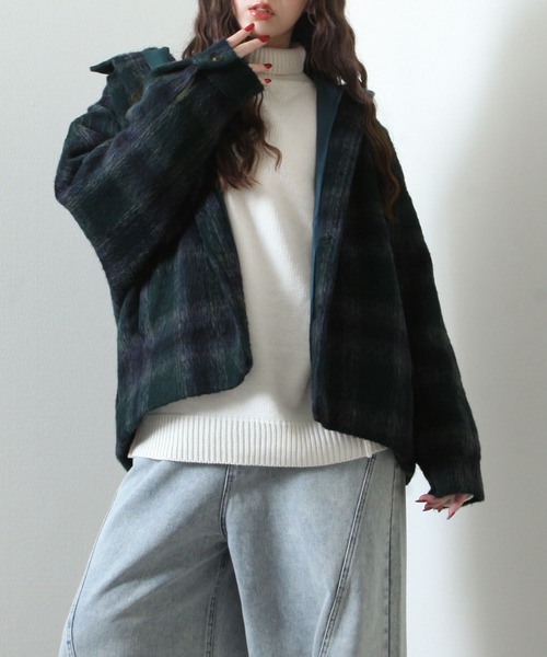 【セール】シャギー チェック オーバーサイズ ブルゾン（ブルゾン）｜Nilway（ニルウェイ）