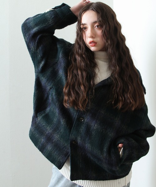 【セール】シャギー チェック オーバーサイズ ブルゾン（ブルゾン）｜Nilway（ニルウェイ）