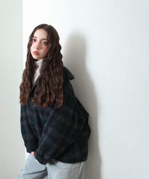 【セール】シャギー チェック オーバーサイズ ブルゾン（ブルゾン）｜Nilway（ニルウェイ）