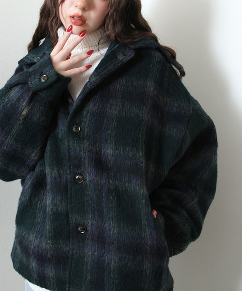 【セール】シャギー チェック オーバーサイズ ブルゾン（ブルゾン）｜Nilway（ニルウェイ）